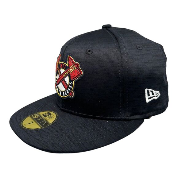 New Era 59fifty Atlanta Braves Clubhouse Cap Fitted Navy blue Hat Men's Sz‎ 7 - Picture 6 of 8